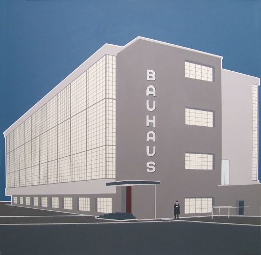 Bauhaus con Gropius. Acrlico sobre lienzo. 100x100 cms. 2012